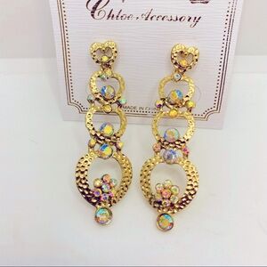 Earrings Crystal iridescent hearts flowers